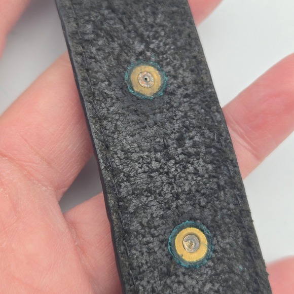 Vintage Billy Belts Black Leather Concho Belt Silver Studded Western Biker Sz 30 - Picture 5 of 14